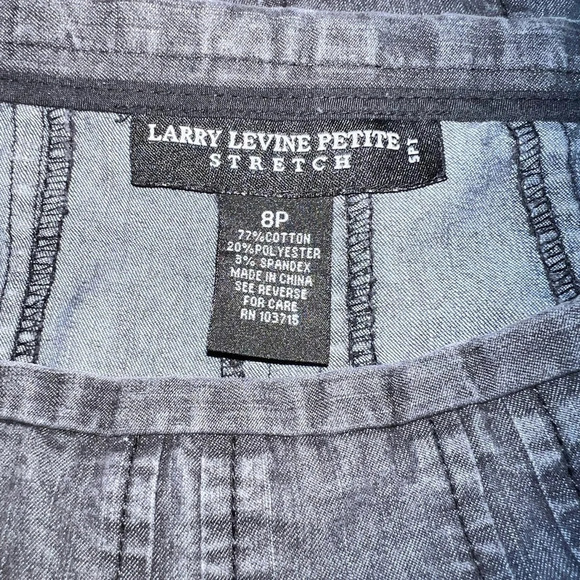 Larry Levine 8P, stretch pleated skater style, black acid wash, midi denim skirt - Picture 8 of 8